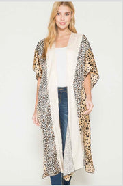 77 OT-C {Totally Adored} Cream/Leopard Print Kimono PLUS SIZE 1X 2X 3X