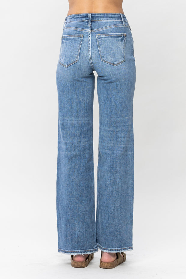 SALE!! LEG-64  {Judy Blue} Med Blue Mid-Rise Wide Leg Jeans PLUS SIZE 18  20