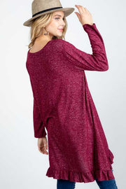 36  SLS {Pair With A Smile} Burgundy Hi/Low Tunic  PLUS SIZE 1X 2X 3X