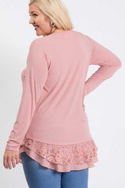 15 SLS {Spend Time With Me} Blush Top w/Lace Hem PLUS SIZE 1X 2X 3X