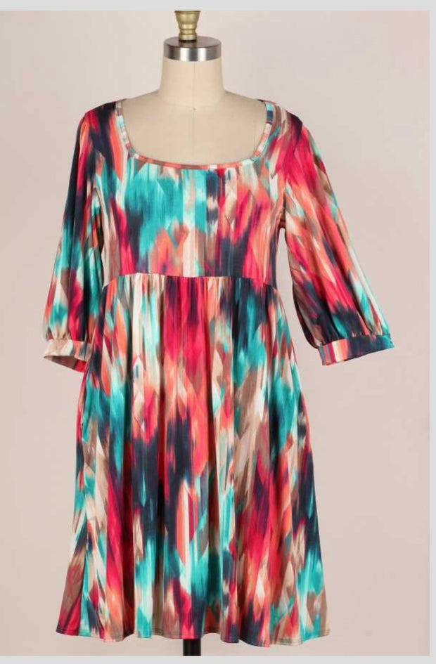 SALE!! 23 PSS-B {One For The Ages} Multi-Color Babydoll Dress PLUS SIZE 1X 2X 3X