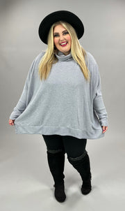 SALE!!  59 SLS-I {Reflections} Heather Gray Oversized Turtleneck Top PLUS SIZE 1X 2X 3X