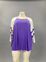 87 CP-C {All The Way Around} Purple Raglan Sleeve Tunic  PLUS SIZE XL 2X 3X 4X 5X 6X