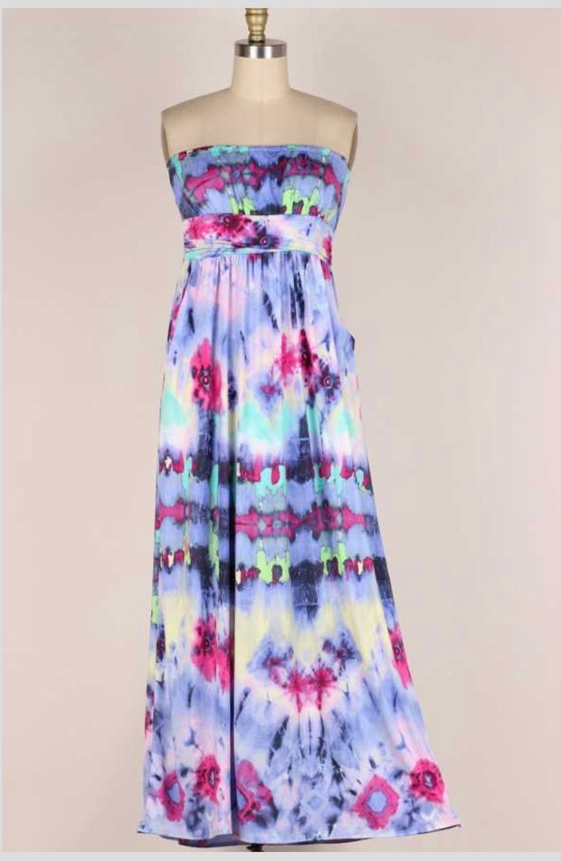 SALE!! LD-V {Watercolor Wonder} Strapless Multi-Color Long Dress PLUS SIZE 1X 2X 3X