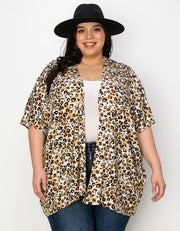 SALE!! 76 OT-H {Total Control} Light Brown Leopard Print Kimono PLUS SIZE XL 2X 3X