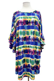 73 PSS {Sweetly Swaying} Royal Blue Yellow Print Tunic EXTENDED PLUS SIZE 3X 4X 5X