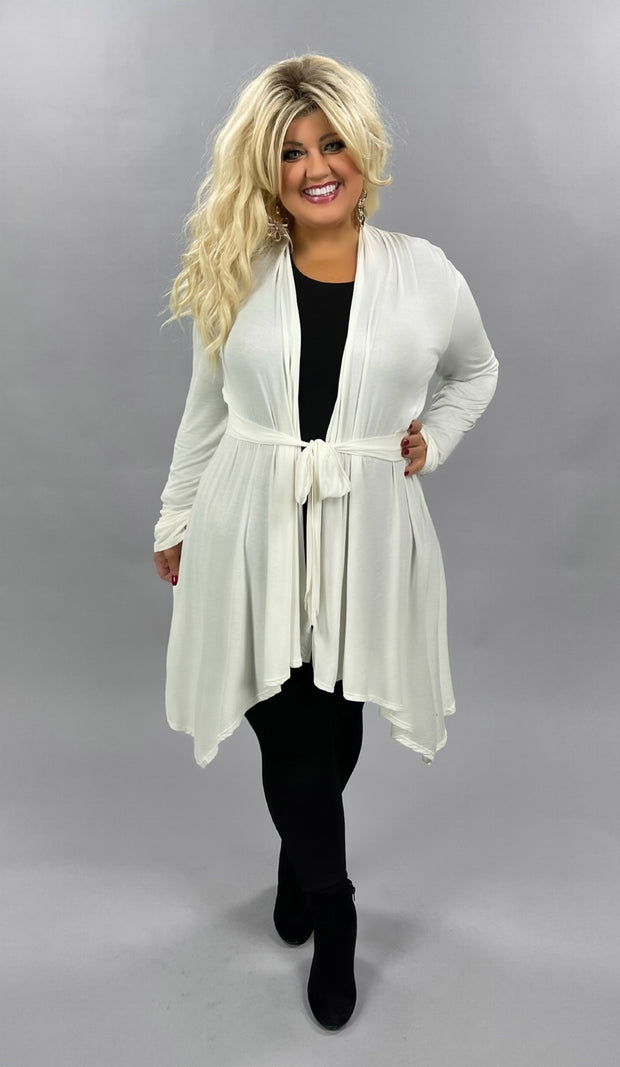 41 OT-E {Pure & Beautiful} White Tie Front Cardigan PLUS SIZE XL 2X 3X