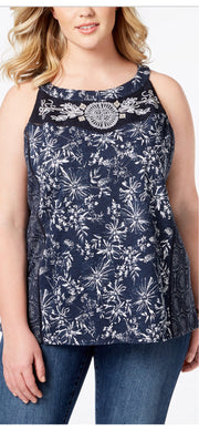 SALE!! SV-A/M-109 {Style & Co} Navy Print Sleeveless Top Retail $44.50