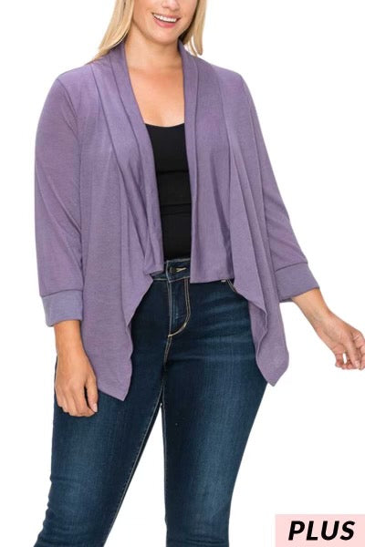 SALE!!  59 OT-B [Thrilled To Be Here} Light Purple 3/4 Sleeve Cardigan PLUS SIZE 1X 2X 3X