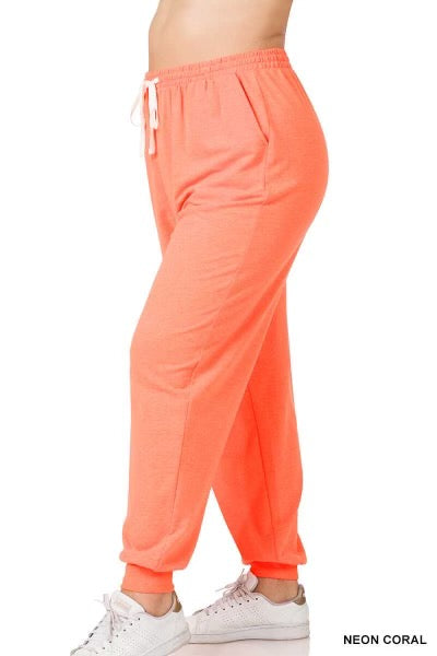 SALE!! BT-A  {Neon Vision} Neon Coral Jogging Pants PLUS SIZE 1X 2X 3X