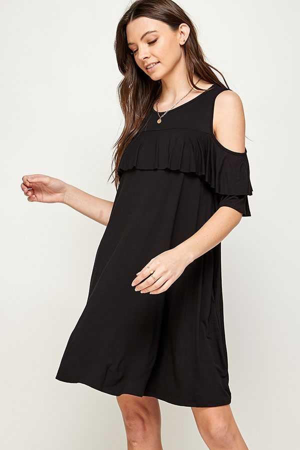 SALE!! 33 OS-D {Found Your Way} Black Cold Shoulder Dress PLUS SIZE XL 2X 3X