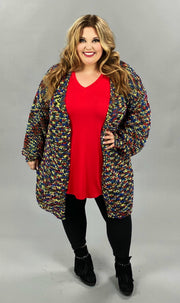 40 OT-C {Colorful Delight} Green,  Yellow, Red Knit Cardigan PLUS SIZE XL 2X 3X