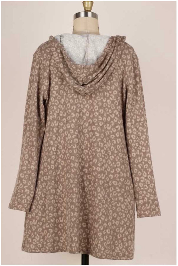 35 OT-A {Holding On} Mocha Tiered Cardigan W/Hood PLUS SIZE 1X 2X 3X