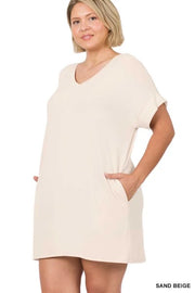 SALE!! 95 SSS-C {One Glance Says It All} Sand Beige V-Neck Tunic PLUS SIZE 1X 2X 3X