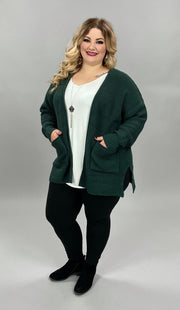 SALE!! 57 OT-G {Leading Lady} Hunter Green Waffle Knit Cardigan PLUS SIZE 1X 2X 3X