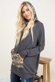 SALE!  23 HD-G {Catch Some Love}  Grey Camo  Contrast Hoodie PLUS SIZE XL 2X 3X