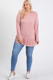 15 SLS {Spend Time With Me} Blush Top w/Lace Hem PLUS SIZE 1X 2X 3X