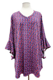 91 PQ {Promising Smile} Magenta Diamond Print Top EXTENDED PLUS SIZE 4X 5X 6X