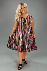 24 SV-A {We Promise Comfort}  V-Neck Print Dress EXTENDED PLUS SIZE 3X 4X 5X