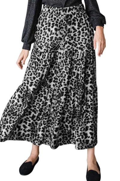 SALE!! BT-Z {Bold Theme} Gray Leopard Tiered Skirt PLUS SIZE 1X 2X 3X