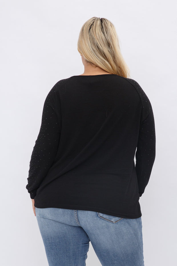 27 SD {Feeling Cherished} VOCAL Black Top w/Studded Sleeves PLUS SIZE XL 2X 3X