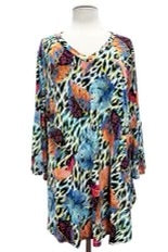 SALE!! 26 PQ {Forever Favorite} Blue Leaf Print V-Neck Tunic EXTENDED PLUS SIZE 3X 4X 5X