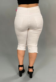 SALE!! BT-S "Aphrodite" Ripped Denim Capri White Jeans