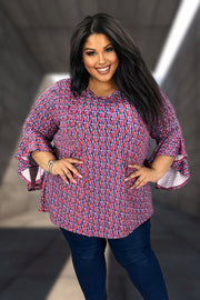 91 PQ {Promising Smile} Magenta Diamond Print Top EXTENDED PLUS SIZE 4X 5X 6X