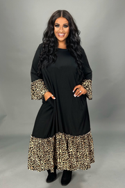 SALE!! LD-B {Holding My Own} Black Leopard Print Maxi Dress PLUS SIZE XL 2X 3X