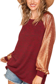 SALE! 29 CP-G {My Time To Shine} Maroon Gold Metallic Top w/ Cuffed Sleeve  PLUS SIZE XL 2X 3X