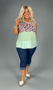 SALE!! 21 SV-A {Boss You Around} Mint Leopard Print Top PLUS SIZE 1X 2X 3X