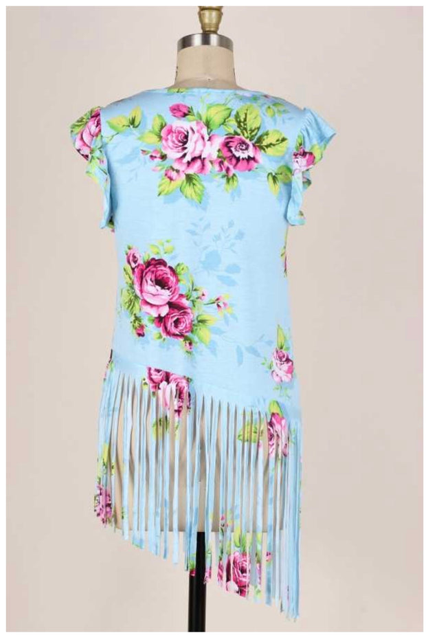 SALE!! 67 PPS-Q { Slanted Rose} Light Blue Tunic W/ Roses  PLUS SIZE 1X 2X 3X