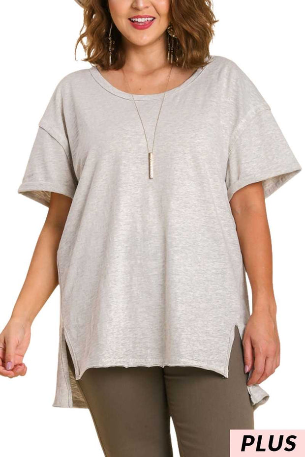 11 SSS-U {Keep Calm And Smile} Umgee Heather Grey Tunic PLUS SIZE XL 1X 2X