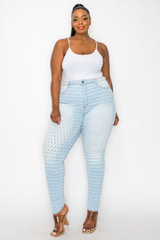 SALE!! LEG-29  {Bonnie & Clyde} Light Blue Sexy Bullet Holes Jeans PLUS SIZE 1X 2X 3X