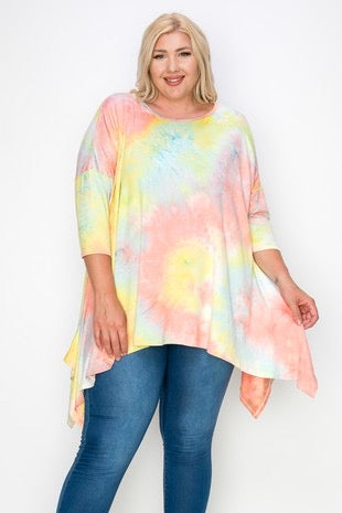 SALE!! 24 PSS-B {Ice Cream Dreams} Multi-Color Tie Dye Top PLUS SIZE XL 2X 3X