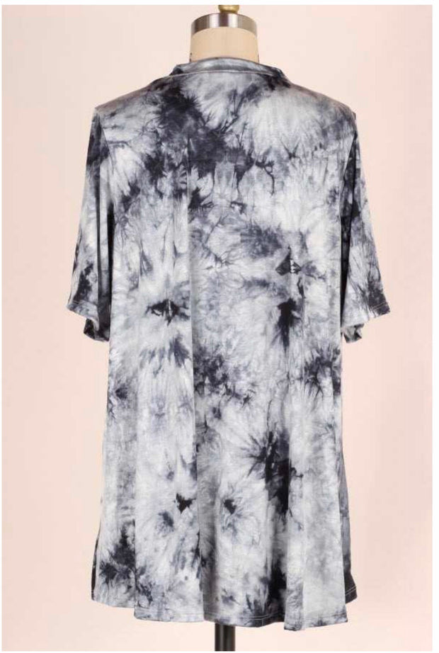 SALE!! PSS-P {Across The Sea} Gray Tie-Dye Mock Neck Top