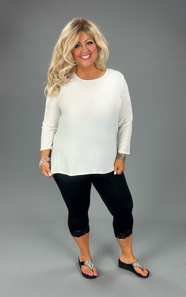 SALE!! 58 SQ-C {Chase The Good} Ivory Round Neck Top PLUS SIZE 1X 2X 3X