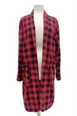 57 OT-H {In Session} Red/Black Check Print Duster w/Pocket PLUS SIZE 1X 2X 3X 4X 5X