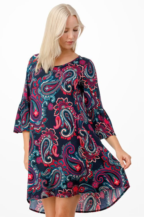 SALE!! 11 PQ-A {Born To Paisley} Black Paisley Print Dress PLUS SIZE 1X 2X 3X