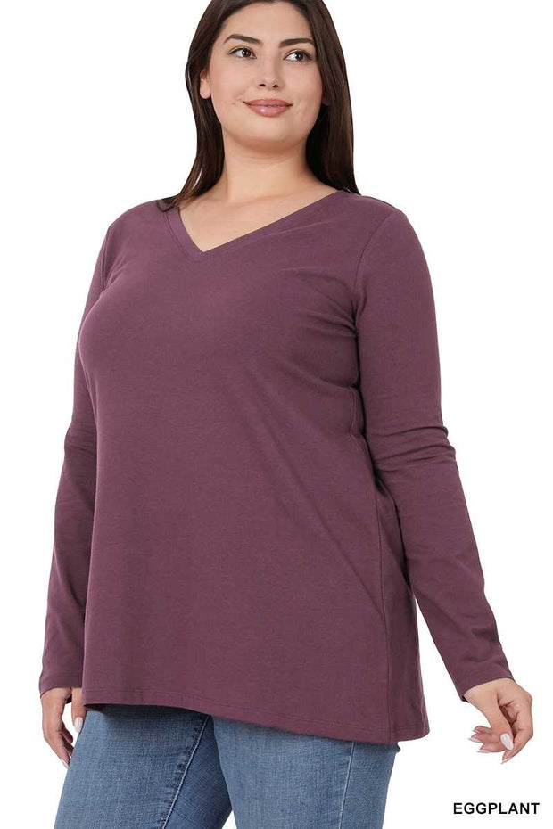 88 SLS-B {Keeping It Together} Eggplant V-Neck Top PLUS SIZE 1X 2X 3X