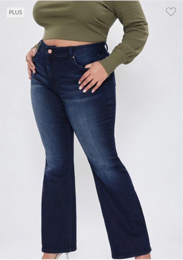 SALE!! LEG-23 {YMI} Dark Indigo High Rise Flare Jeans PLUS SIZE 14 16 18 20