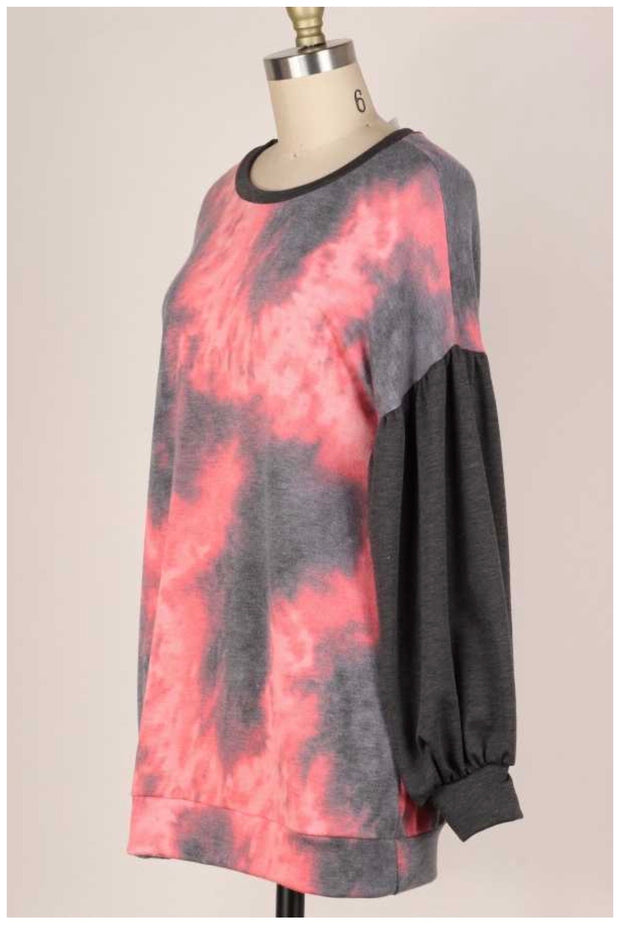 SALE!  25 CP-O {Late For The Party} Pink Grey Tie Dye  Top PLUS SIZE XL 2X 3X