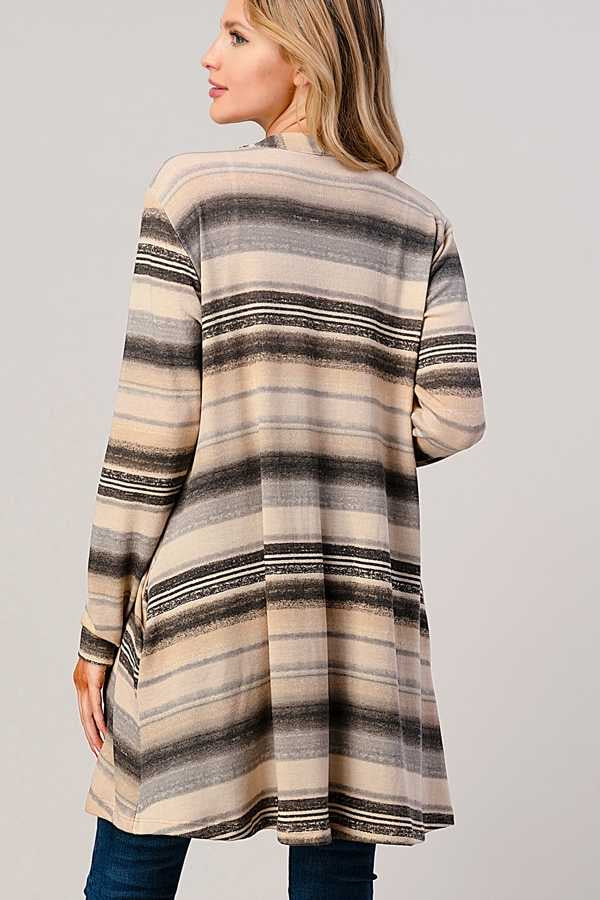 70 OT-Z {Stuck In A Dream} Champagne Striped Cardigan PLUS SIZE 1X 2X 3X