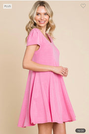 58 SSS-A {Candid Kisses} Pink Scoop Neck Dress PLUS SIZE 1X 2X 3X