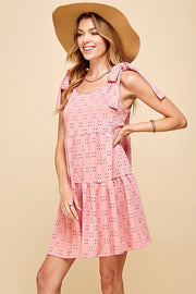 SALE!! 20 SV-A [Stunning Gaze} Pink Eyelet Lined Tiered Dress PLUS SIZE 1X 2X 3X