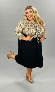 82 CP-C {Little Lady} Taupe/Black  Dalmatian  Print Dress (belt sold separately) PLUS SIZE 1X 2X 3X