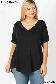 56 SSS-G [Behold Midnight} Solid Black V-Neck Tunic PLUS SIZE XL 2X 3X