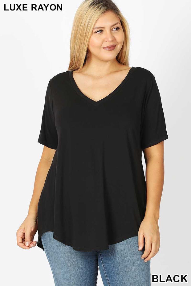 SALE!! 56 SSS-G [Behold Midnight} Solid Black V-Neck Tunic PLUS SIZE XL 2X 3X