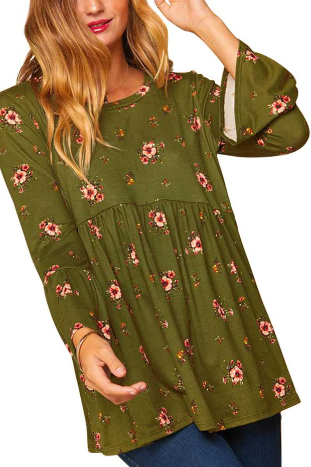 SALE! 13 PQ {Weekend Ready} Olive Floral Babydoll Top PLUS SIZE XL 2X 3X