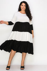 SALE!! 31 CP-C {Simply Overjoyed} Ivory and Black Tiered Dress EXTENDED PLUS SIZE 4X 5X 6X